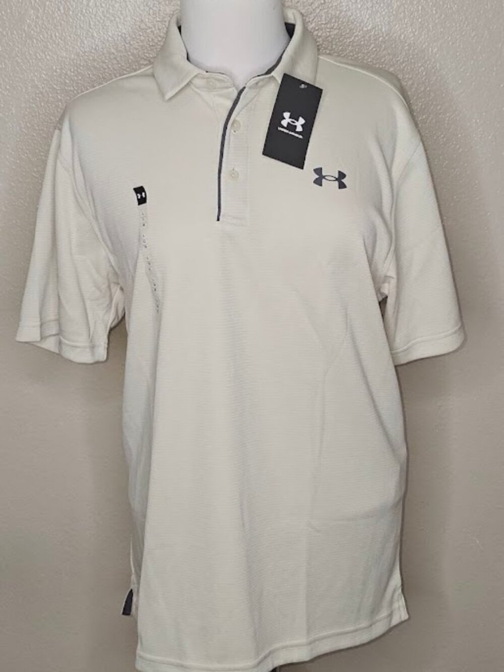 Under Armour Men's Tech Polo SS, Sand, Size L, Logo, Button